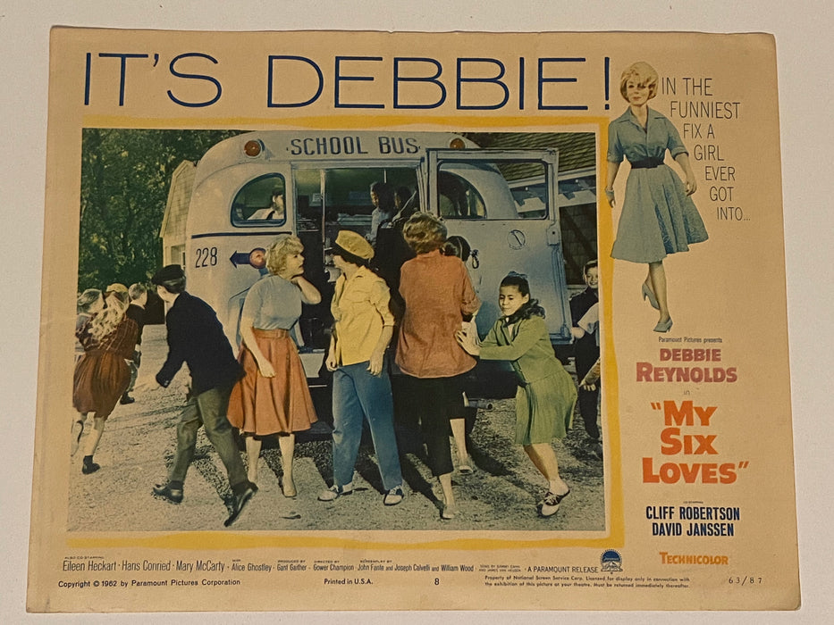 1963 My Six Loves #8 Lobby Card 11x14 Debbie Reynolds, Cliff Robertson   - TvMovieCards.com