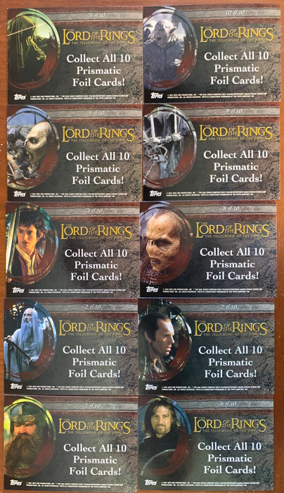 Lord of the Rings Fellowship Prismatic Foil Chase Card Set 10 Cards @001 Topps - TvMovieCards.com