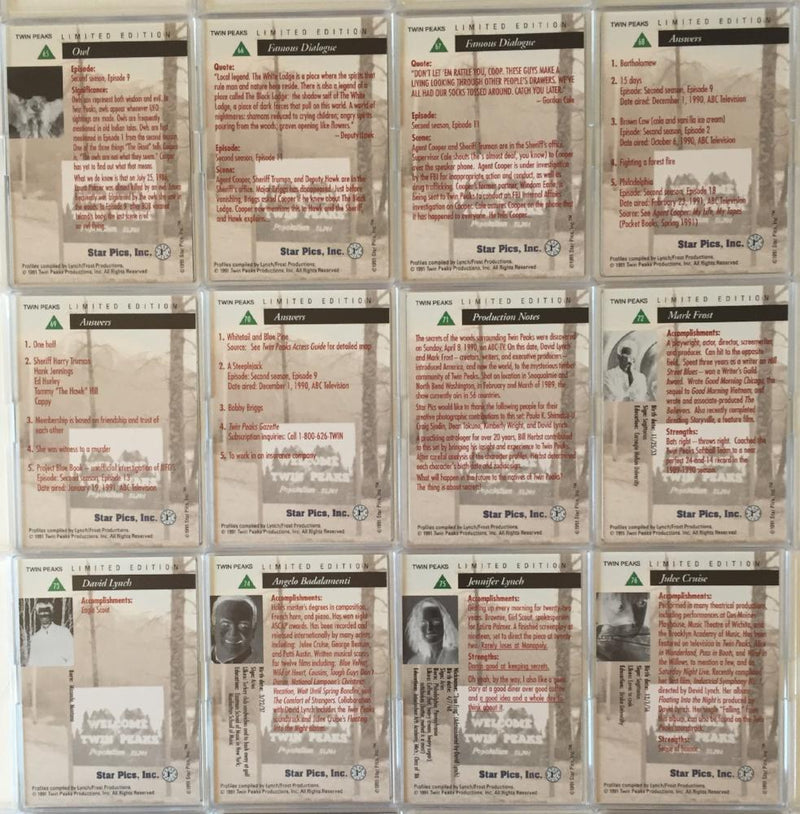 Twin Peaks Factory Boxed Trading Card Set 76 Cards Star Pics 1991   - TvMovieCards.com