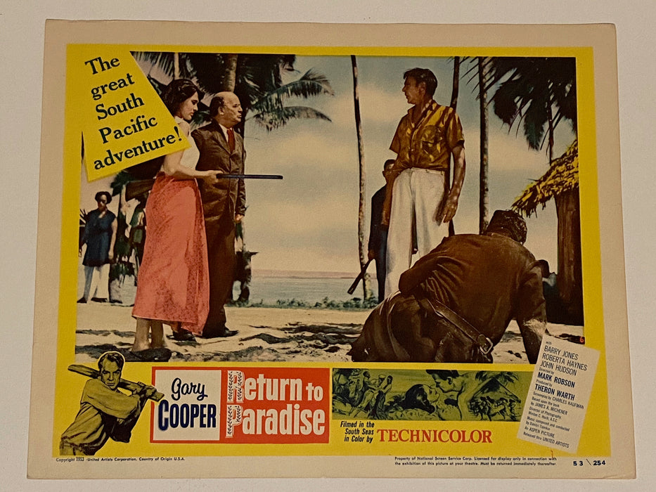 1953 Return to Paradise #6 Lobby Card 11 x 14 Gary Cooper Roberta Haynes   - TvMovieCards.com