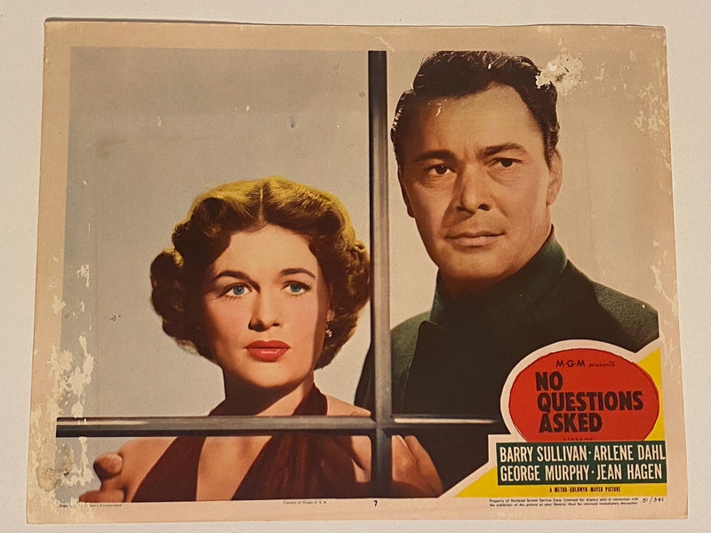 1951 No Questions Asked #7 Lobby Card 11 x 14 Barry Sullivan, Arlene Dahl   - TvMovieCards.com