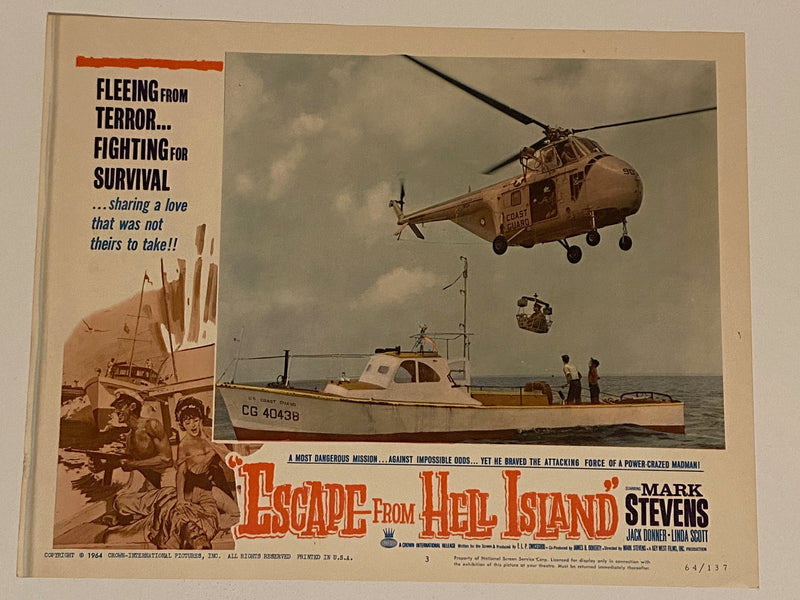 1963 Escape from Hell Island #3 Lobby Card 11x14 Mark Stevens, Jack Donner   - TvMovieCards.com