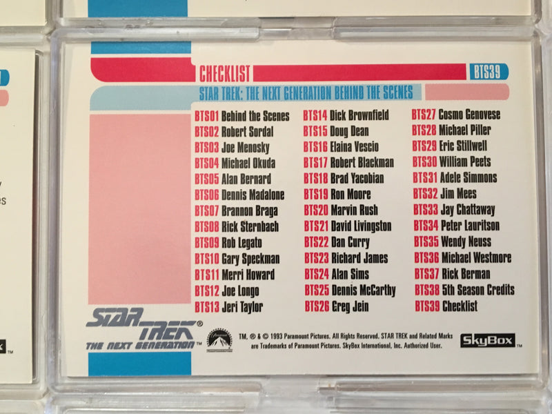 Star Trek TNG Behind The Scenes Skybox Complete 39 Trading Card Set 1993   - TvMovieCards.com