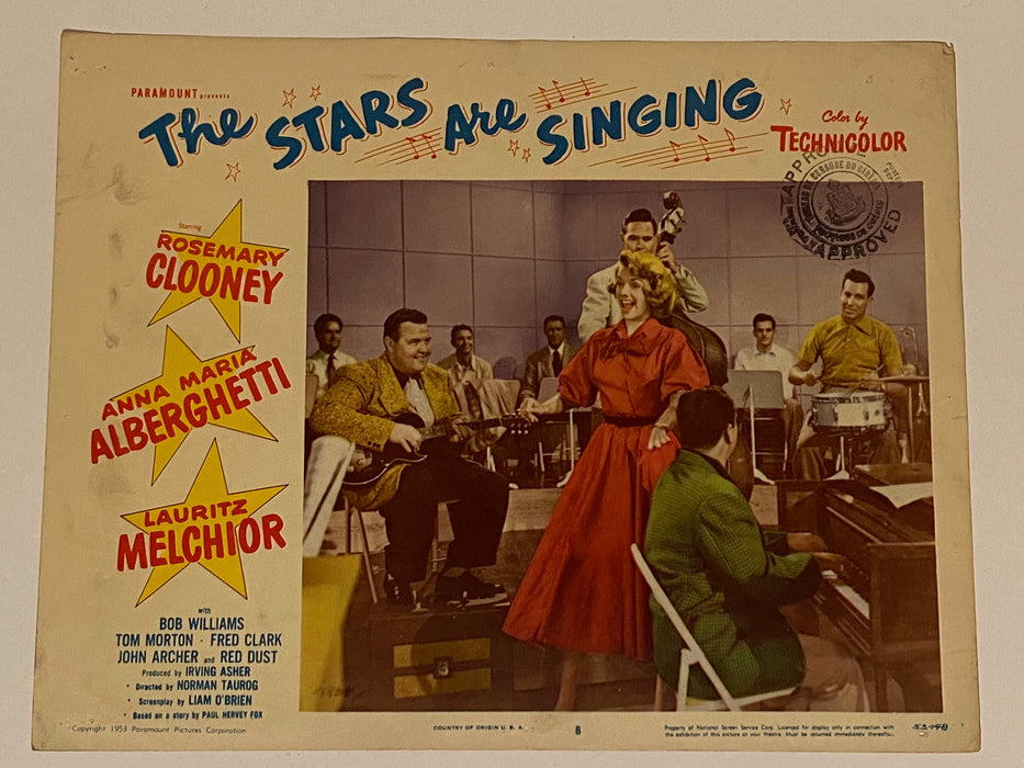 1953 The Stars Are Singing #8 Lobby Card 11x14 Rosemary Clooney Lauritz Melchior   - TvMovieCards.com