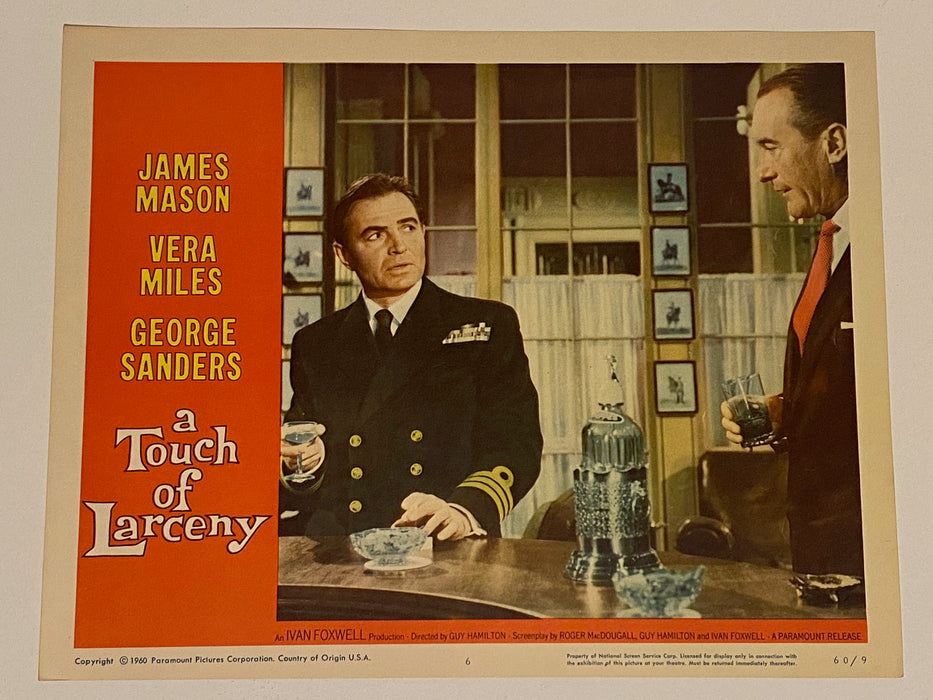 1960 A Touch of Larceny #6 Lobby Card 11x14 James Mason, George Sanders, Vera Mi   - TvMovieCards.com