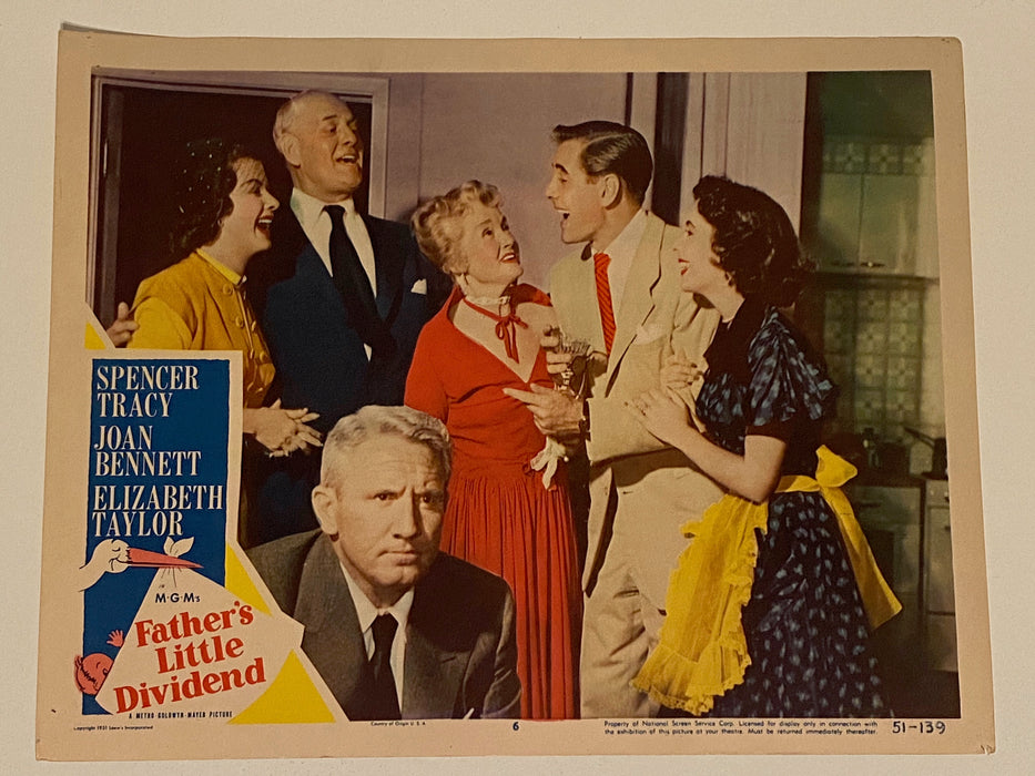1950 Father's Little Dividend Lobby Card 11x14 Spencer Tracy, Joan Bennett, Eliz   - TvMovieCards.com