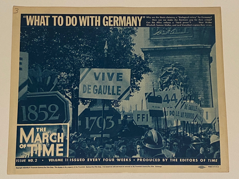 1951 The March of Time "What To Do With Germany" 11x14 Lobby Card   - TvMovieCards.com