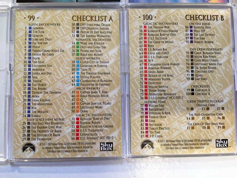 Star Trek Master Series 2 Skybox Complete 100 Trading Base Card Set 1994   - TvMovieCards.com