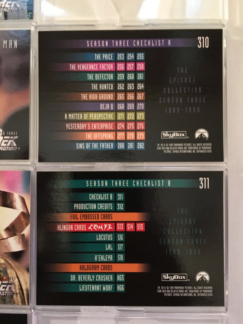 Star Trek TNG The Next Generation Season 3 (108) Trading Base Card Set 1995   - TvMovieCards.com