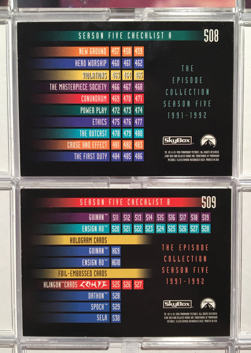 Star Trek TNG The Next Generation Season 5 (108) Trading Base Card Set 1996   - TvMovieCards.com