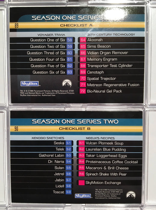 Star Trek Voyager - Season 1 Series 2 (90) Trading Base Card Set 1995   - TvMovieCards.com
