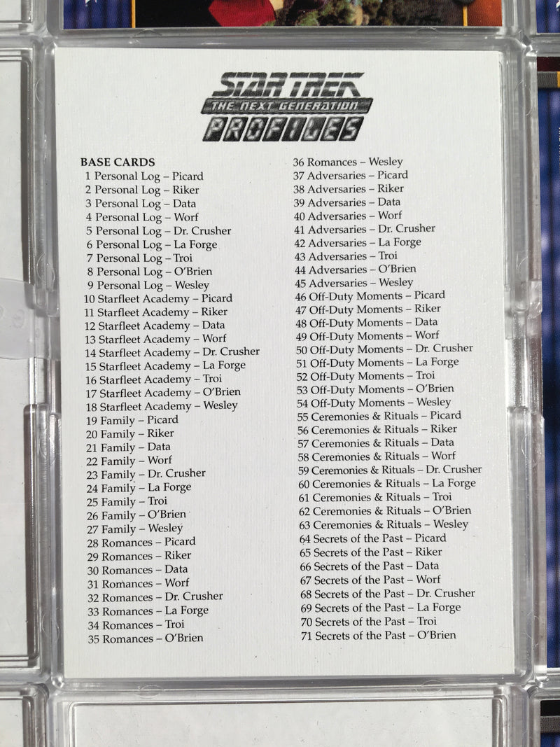 Star Trek TNG Profiles The Next Generation (82) Base Card Set 2000   - TvMovieCards.com