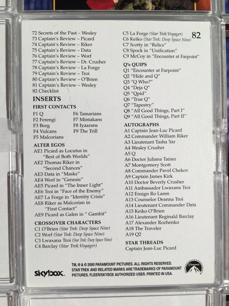 Star Trek TNG Profiles The Next Generation (82) Base Card Set 2000   - TvMovieCards.com
