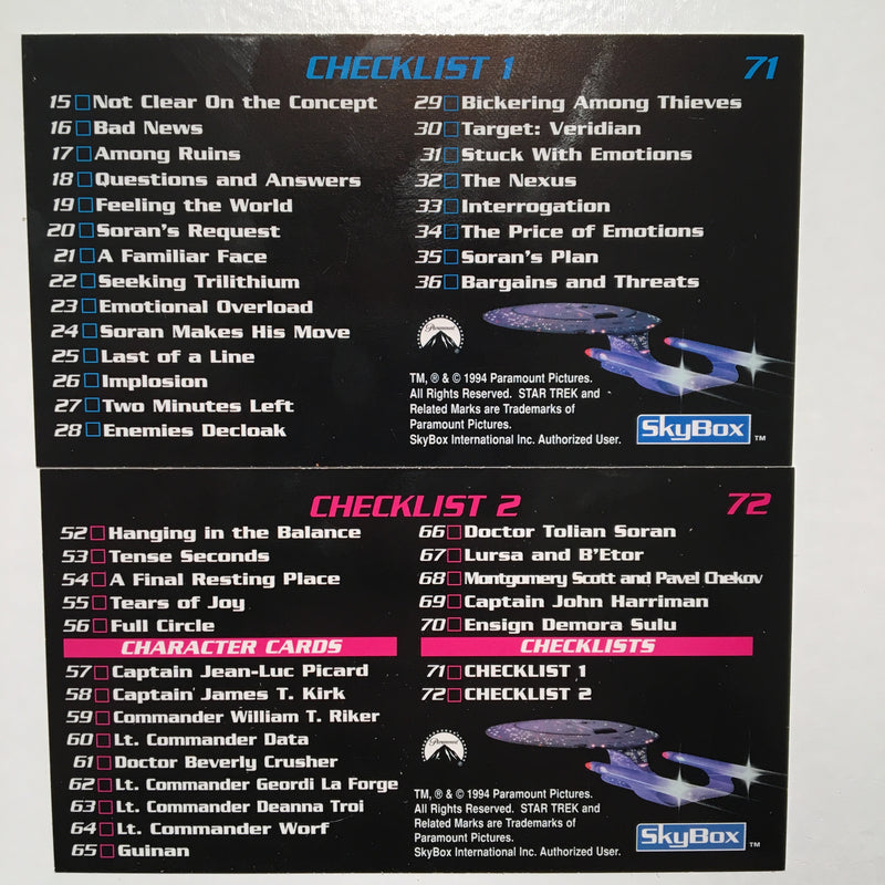 Star Trek Generations Skybox (72) Widevision Trading Base Card Set   - TvMovieCards.com