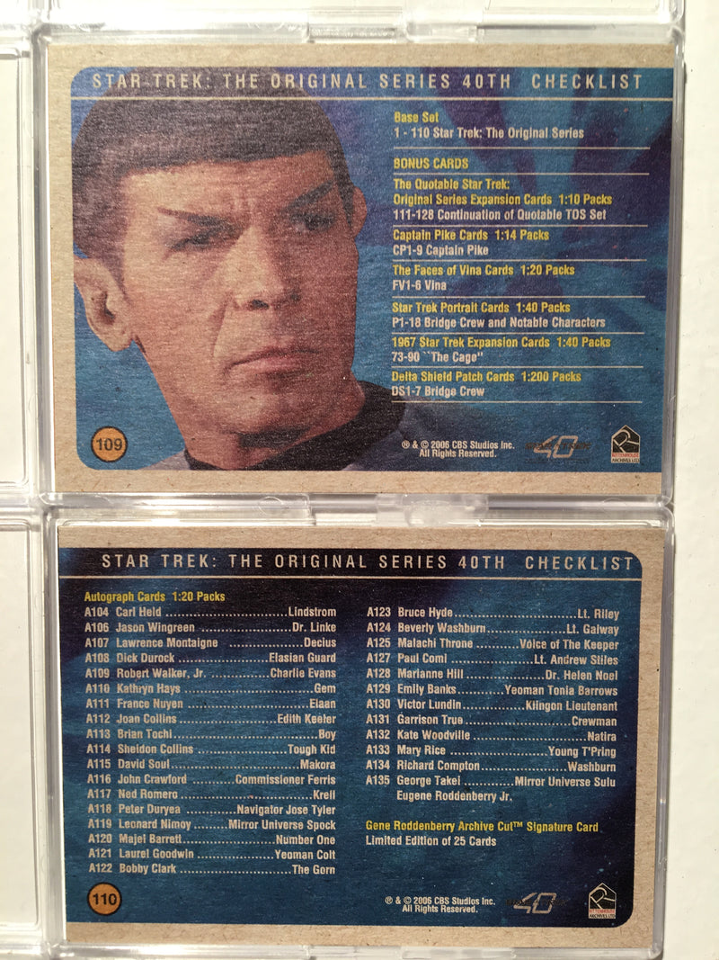 Star Trek TOS Original Series 40th Anniversary (110) Trading Base Card Set 2006 - TvMovieCards.com