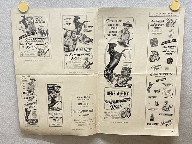 1948 The Strawberry Roan Movie Advertising Press Book 11 x 17 Gene Autry Poster   - TvMovieCards.com