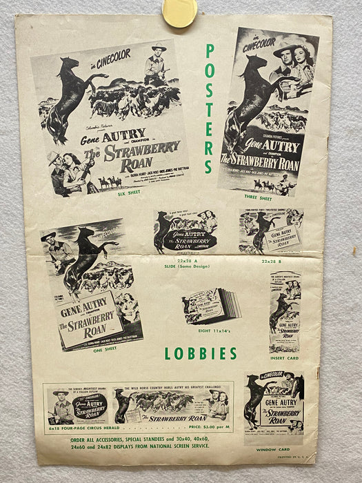 1948 The Strawberry Roan Movie Advertising Press Book 11 x 17 Gene Autry Poster   - TvMovieCards.com