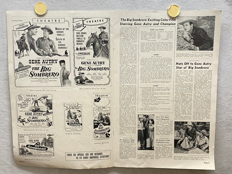 1948 The Big Sombrero Movie Advertising Press Book 11 x 17 Gene Autry Poster   - TvMovieCards.com