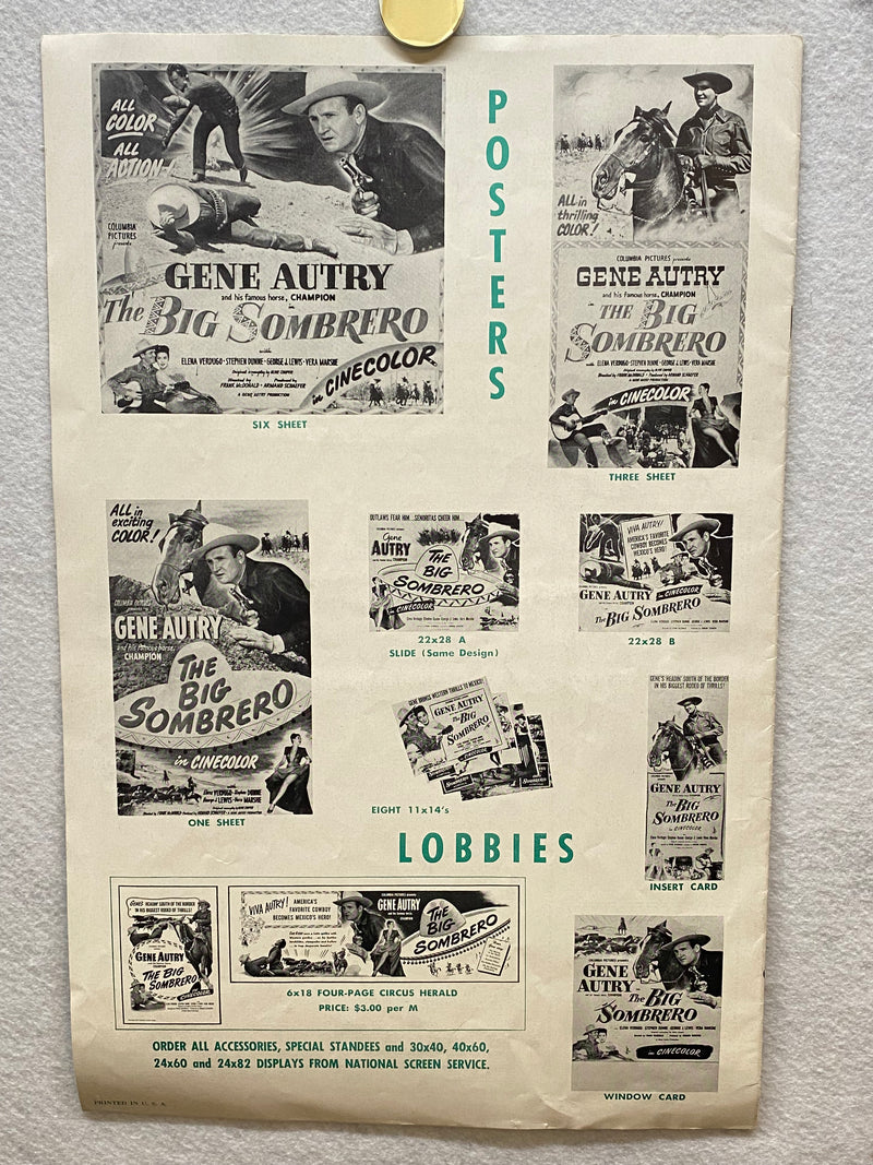1948 The Big Sombrero Movie Advertising Press Book 11 x 17 Gene Autry Poster   - TvMovieCards.com