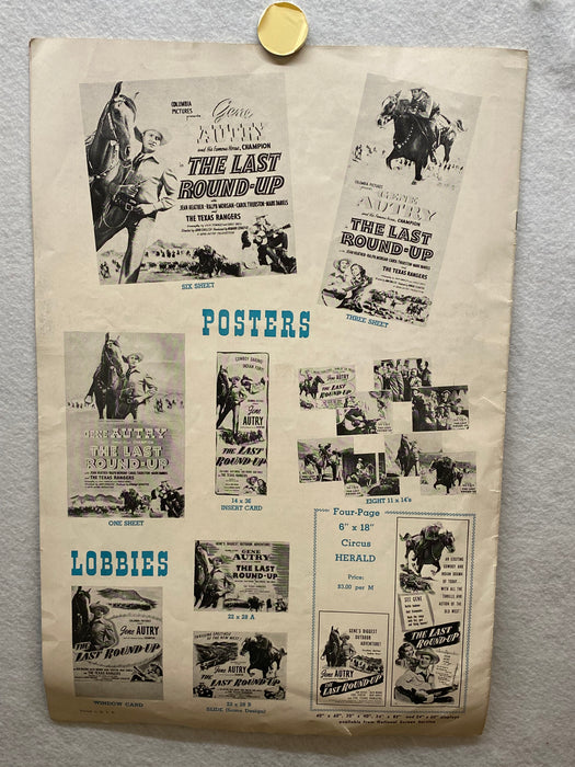 1948 The Last Round-Up Movie Advertising Press Book 11 x 17 Gene Autry Poster   - TvMovieCards.com