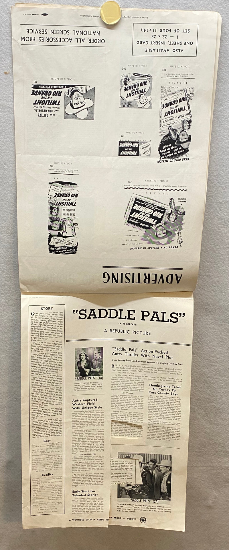 1958 Sioux City Sue (5) Movie Advertising Press Book 12 x 18 Gene Autry Poster   - TvMovieCards.com