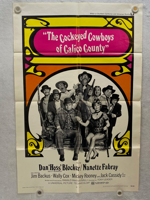 1970 Cockeyed Cowboys of Calico County 1SH Movie Poster 27 x 41 Dan Blocker   - TvMovieCards.com