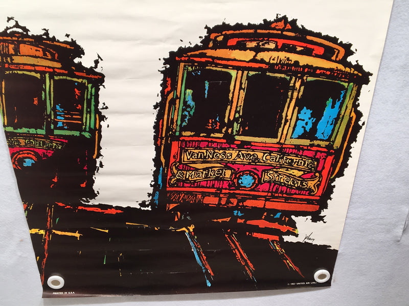 James Jebavy 1967 United Airlines San Francisco Travel Poster - Trolley Car   - TvMovieCards.com