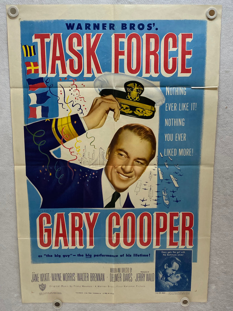 1948 Task Force 1SH Movie Poster 27 x 41 Gary Cooper, Jane Wyatt, Wayne Morris   - TvMovieCards.com