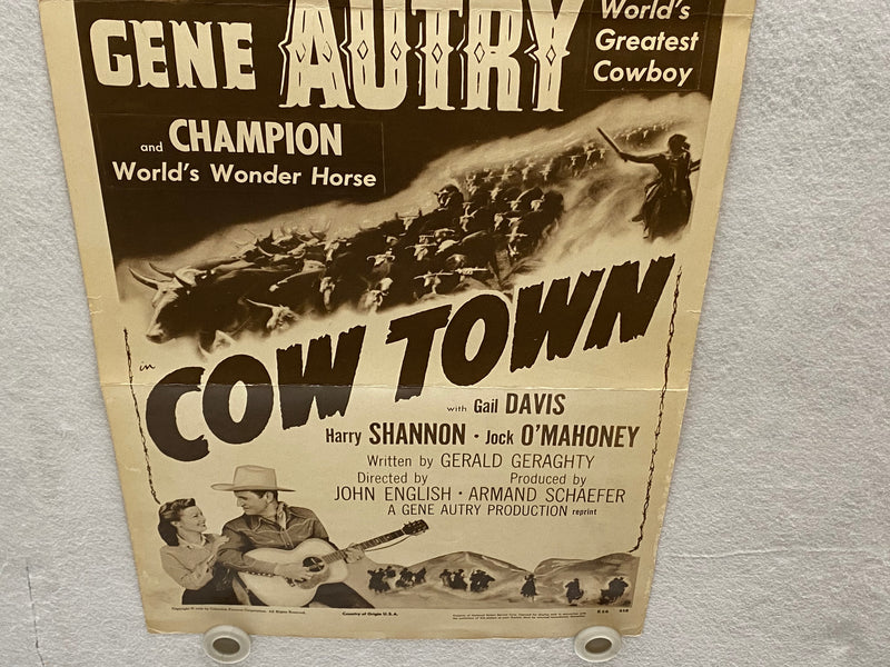 1950 Cow Town Insert Movie Poster 14 x 36 Gene Autry, Champion, Gail Davis   - TvMovieCards.com