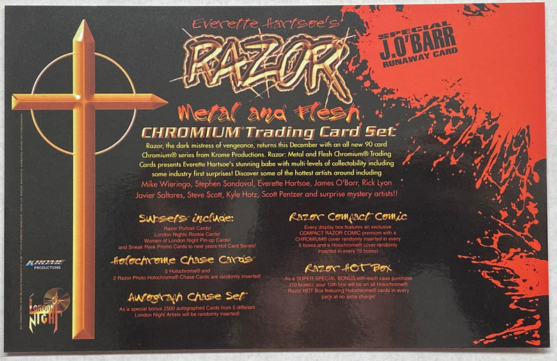 1995 Razor Metal And Flesh Chromium Oversized J.O'Barr Runaway Card Krome   - TvMovieCards.com