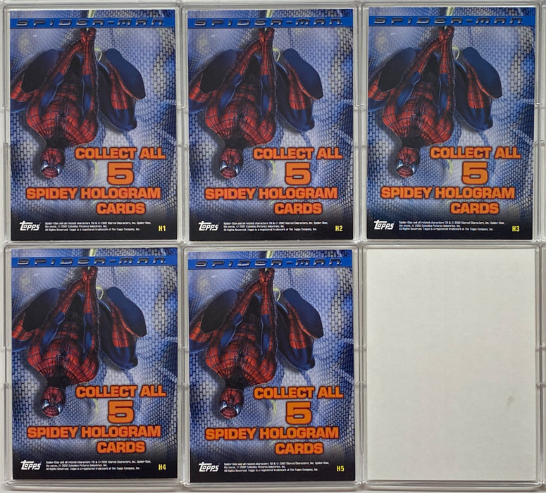 2002 Spider-Man Movie Spidey Hologram Cards Chase Card Set H1-H5 Topps   - TvMovieCards.com