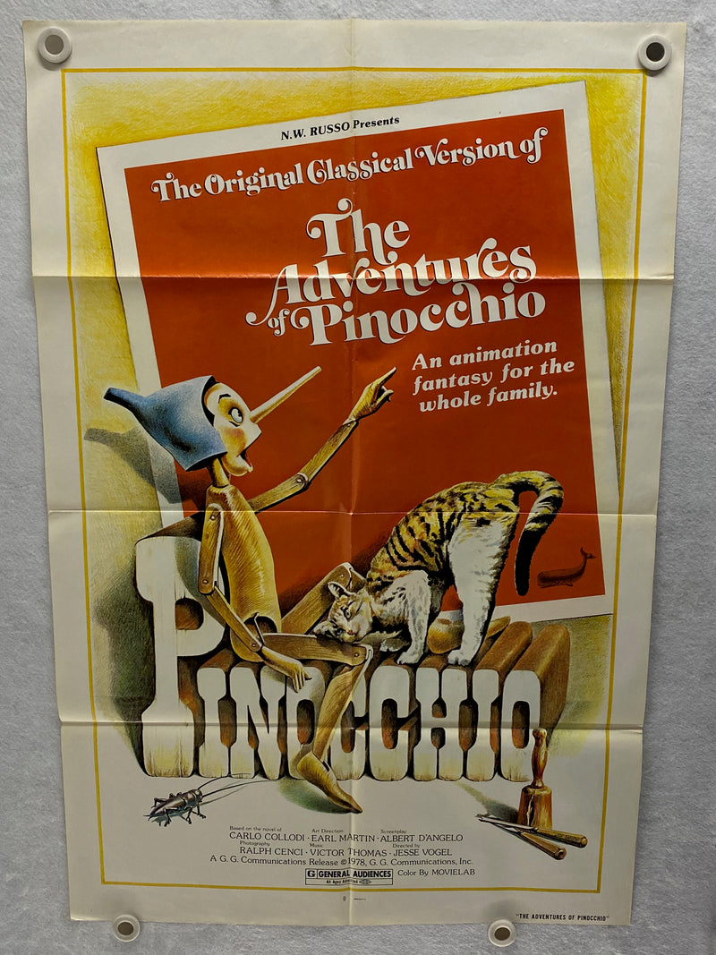 1978 Adventures of Pinocchio 1SH Movie Poster 27 x 41 Andrea Balestri   - TvMovieCards.com