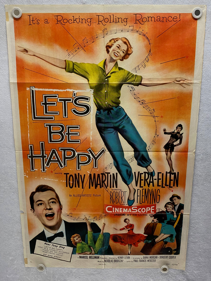1957 Let's Be Happy 1SH Movie Poster 27 x 41 Vera-Ellen Tony Martin   - TvMovieCards.com