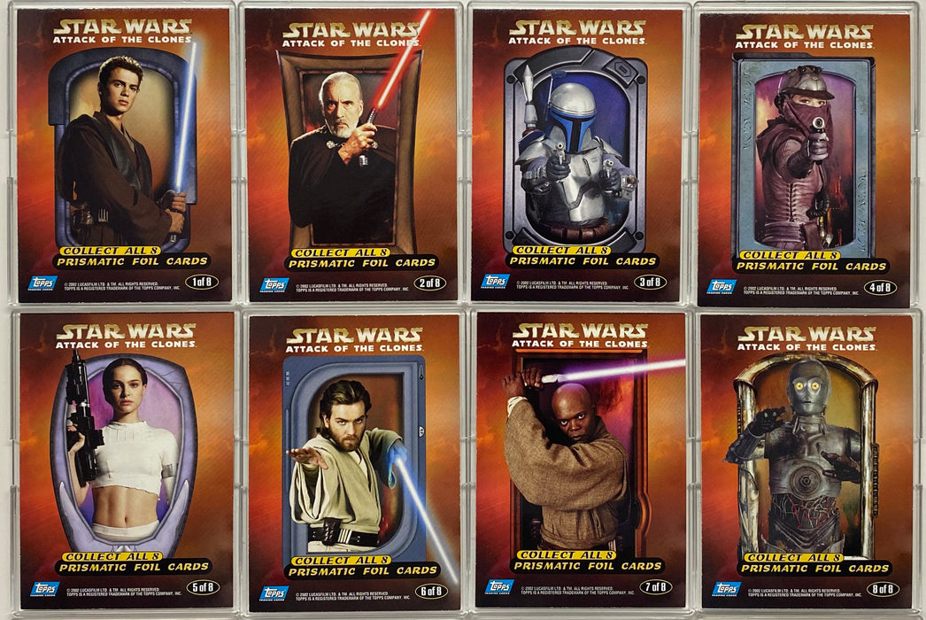 2002 Star Wars Attack of the Clones Prismatic Foil Chase Card Set 1-8 Topps   - TvMovieCards.com
