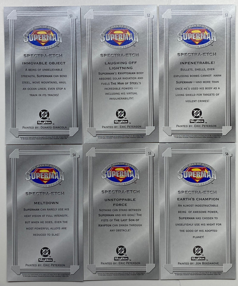 Superman Platinum Edition Spectra-Etch Chase Card Set S1-S6   - TvMovieCards.com