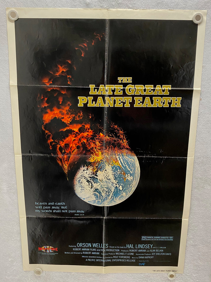 1978 The Late Great Planet Earth 1SH Movie Poster 27 x 41 Orson Welles   - TvMovieCards.com