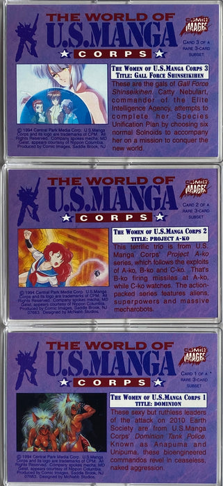1994 Women of World of U.S. Manga Corps Chase Card Set 1-3 Comic Images   - TvMovieCards.com