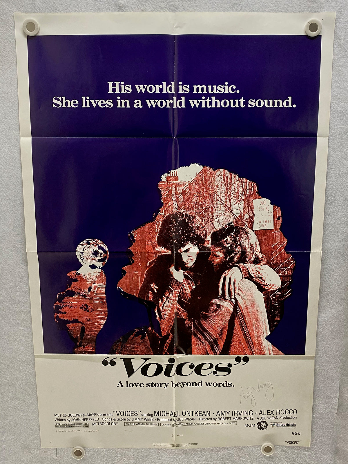 1979 Voices 1SH Movie Poster 27 x 41 Michael Ontkean, Signed by Amy Irving