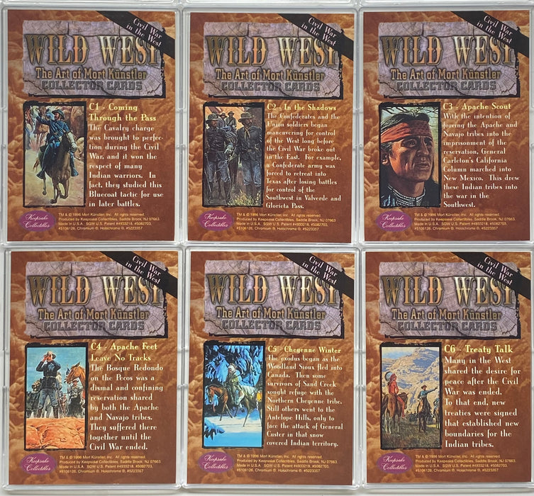 Wild West By Mort Kunstler Chromium Chase Card Set C1 - C6 1996 Comic Image  1996   - TvMovieCards.com