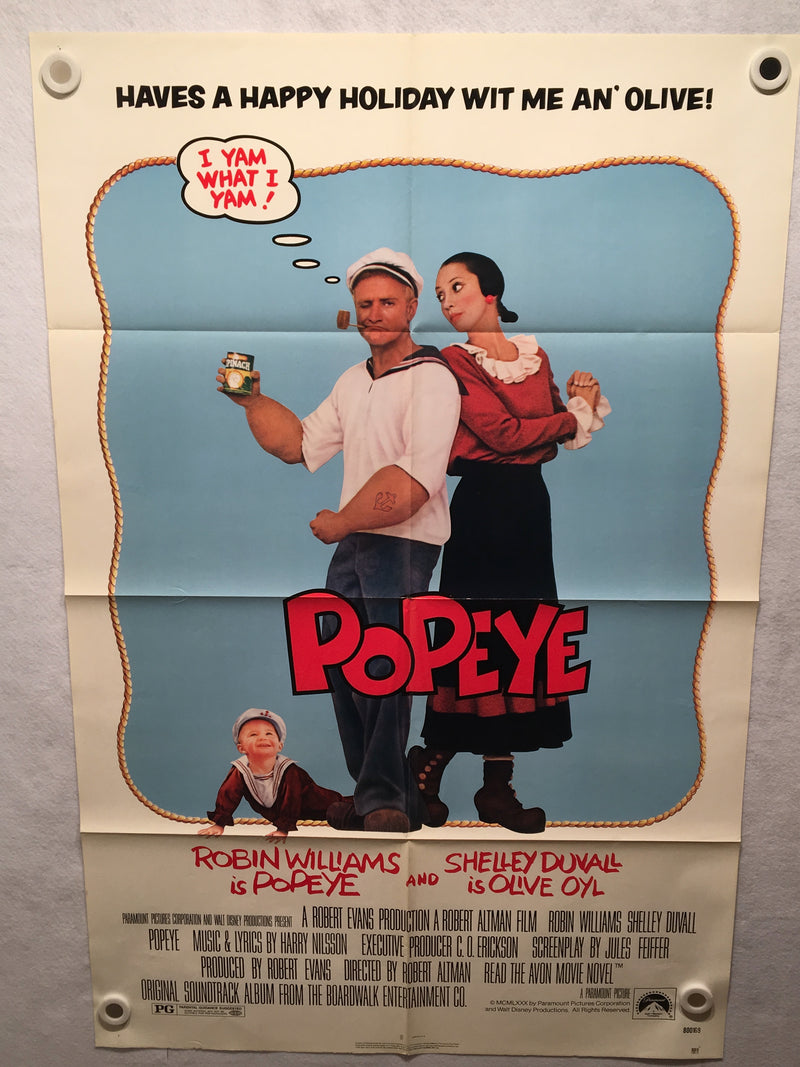 1980 Popeye Original 1SH Movie Poster 27 x 41 Robin Williams Shelley Duvall   - TvMovieCards.com