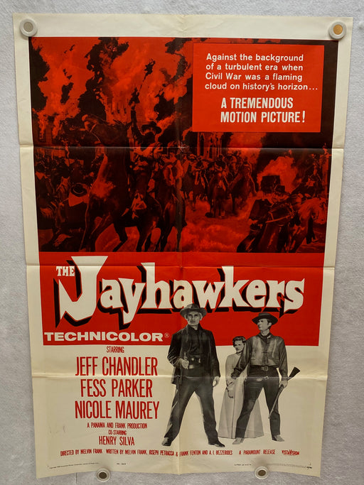 1959 The Jayhawkers! 1SH Movie Poster 27 x 41 Jeff Chandler, Fess Parker   - TvMovieCards.com