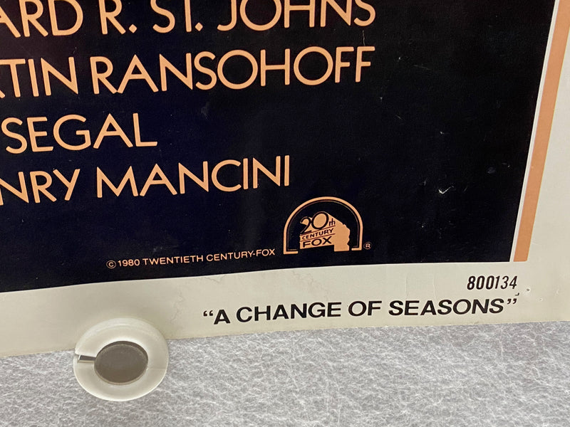 1980 A Change of Seasons 1SH Movie Poster 27 x 41 Shirley MacLaine Bo Derek   - TvMovieCards.com
