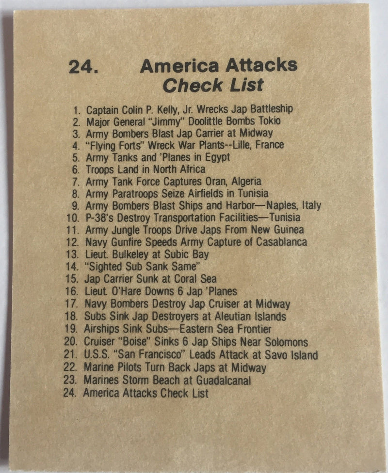 America Attacks World War II Reprint Card Set 25 Cards 1983   - TvMovieCards.com