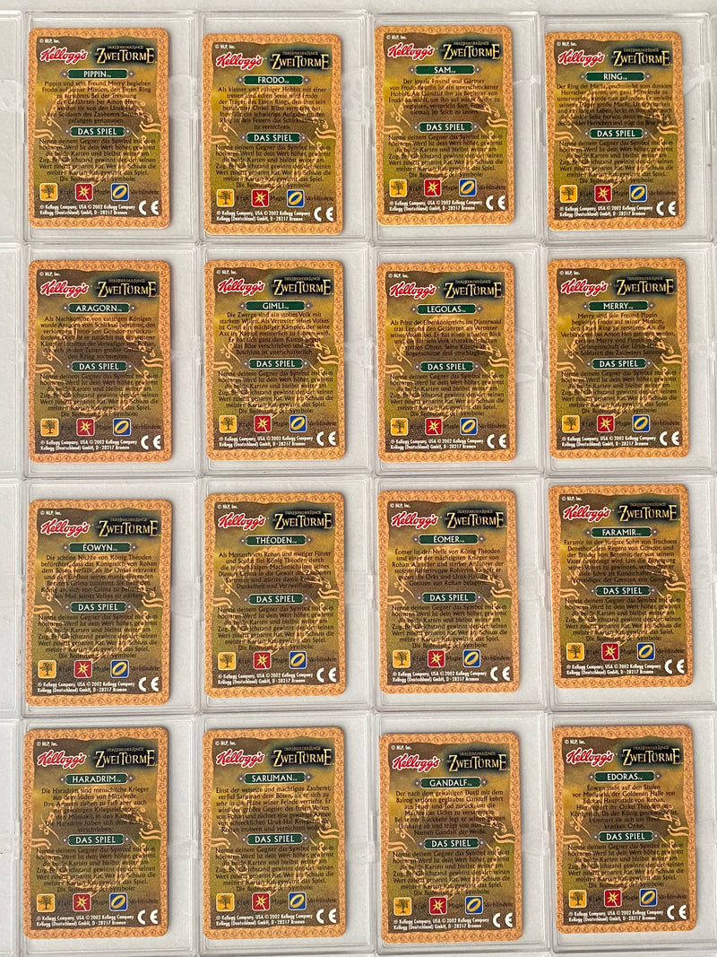 Lord of the Rings Two Towers Lenticular Trading Card Set of 16 German Kelloggs   - TvMovieCards.com