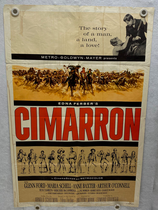 1960 Cimarron 1SH Movie Poster 27 x 41 Glenn Ford, Maria Schell, Anne Baxter   - TvMovieCards.com