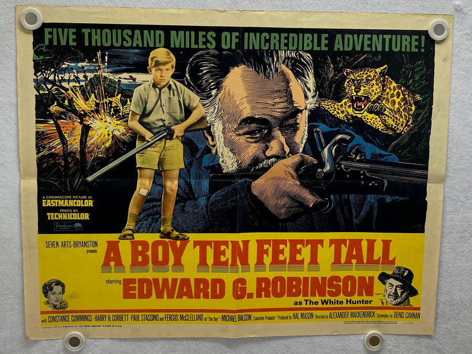 1963 A Boy Ten Feet Tall Half Sheet Movie Poster 22 x 28 Edward G. Robinson   - TvMovieCards.com