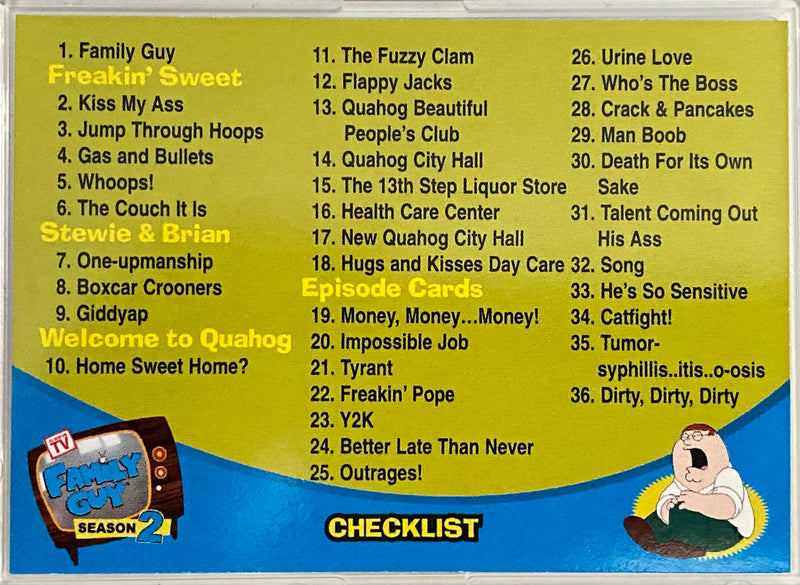 Family Guy Season 2 Trading Card Set of 72 Cards Inkworks 2006   - TvMovieCards.com