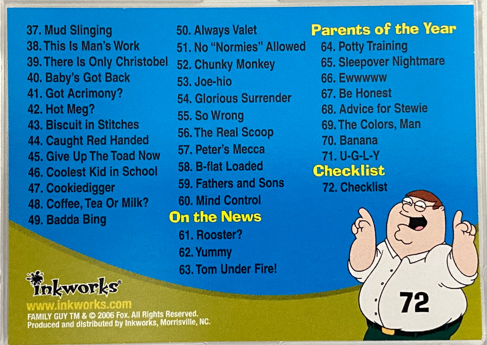 Family Guy Season 2 Trading Card Set of 72 Cards Inkworks 2006   - TvMovieCards.com