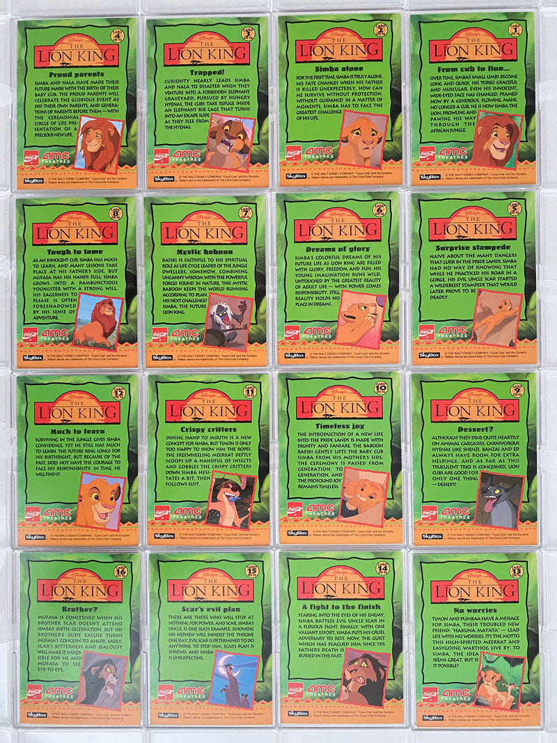 Lion King AMC Theaters Coca-Cola Complete 16 Card Set Skybox 1994 Disney   - TvMovieCards.com