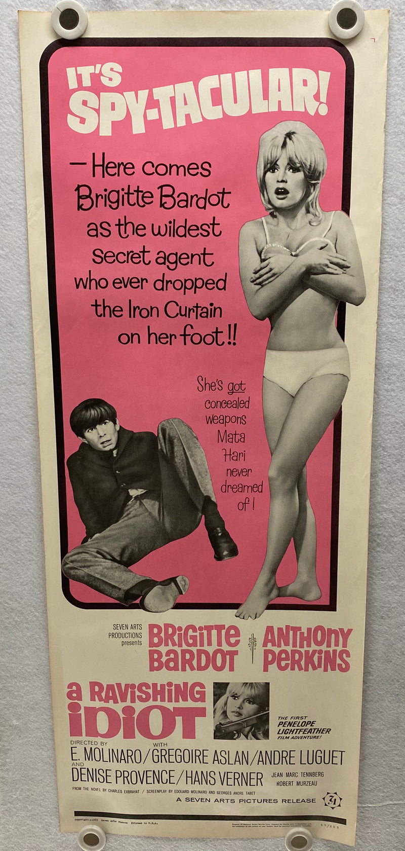 1964 A Ravishing Idiot Insert Movie Poster 14 x 36 Brigitte Bardot, Anthony Perk   - TvMovieCards.com